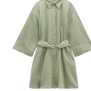 Zara Olive Green Shirt Dress with Belt